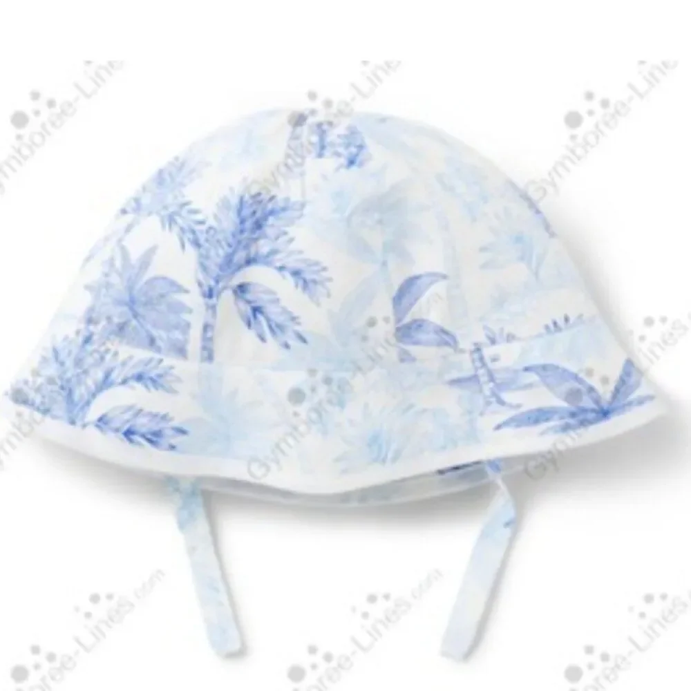 Janie and Jack 101091001 Light Blue Palm Toile sun hat size 0-3 months NWT